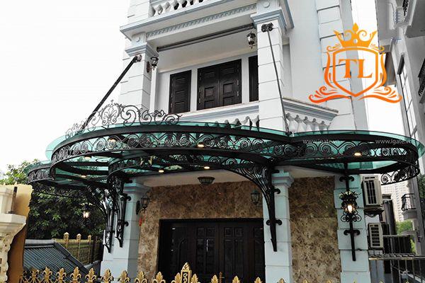 Mẫu mái hiên, mái che kính sắt nghệ thuật đẹp
