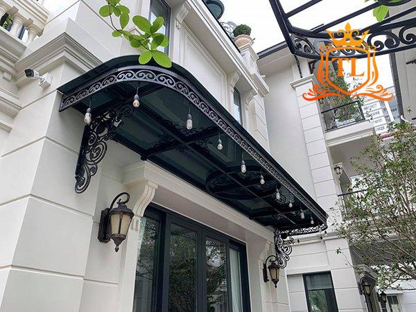 Mẫu mái hiên, mái che kính sắt nghệ thuật đẹp