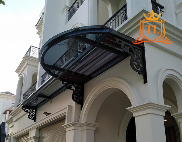 Mẫu mái hiên, mái che kính sắt nghệ thuật đẹp