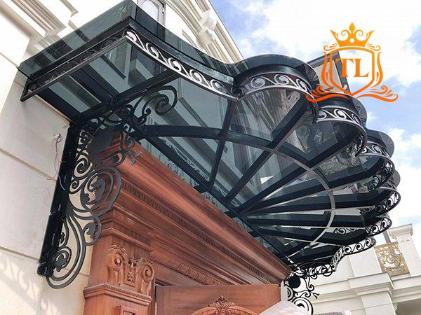 Mẫu mái hiên, mái che kính sắt nghệ thuật đẹp