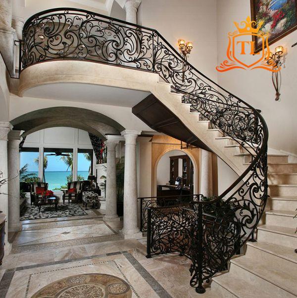 Mẫu lan can cầu thang sắt mỹ thuật đẹp